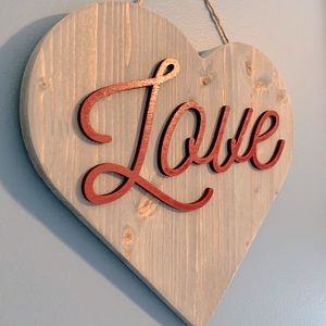 Handmade wood Heart love sign